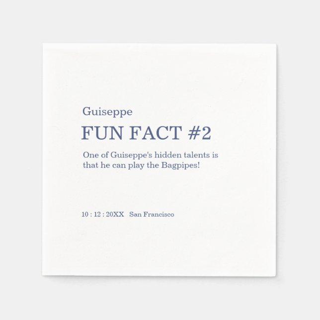 50 and Fabulous 50th Birthday Fun Fact Napkin (Front)