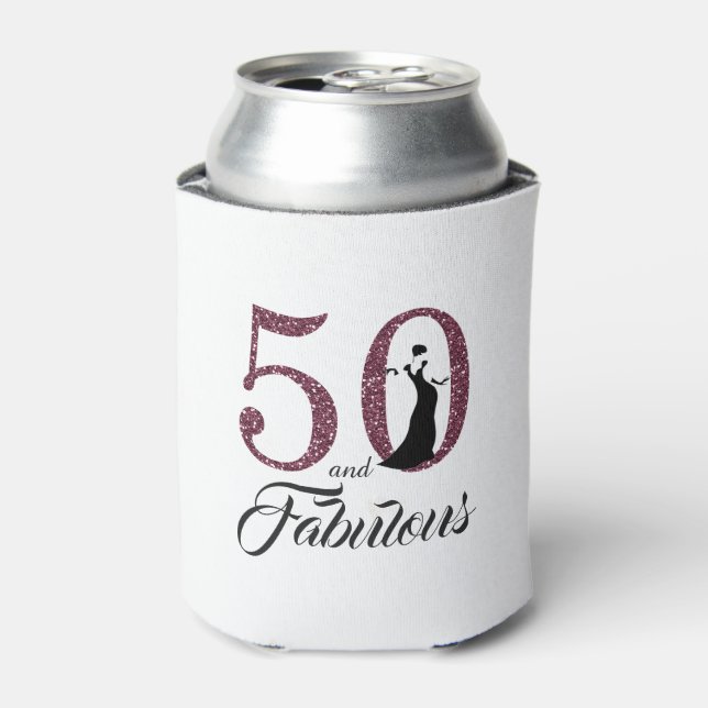 50 and Fabulous | 50th Birthday Gift Can Cooler (Can Front)
