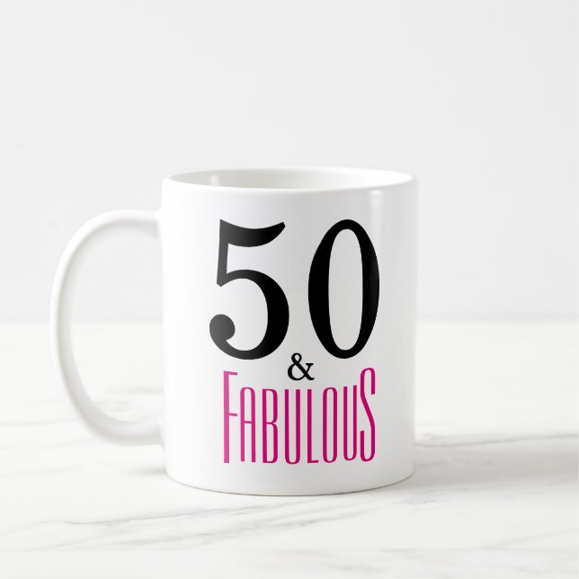 50 and Fabulous 50th Birthday Gift Mug (Left)