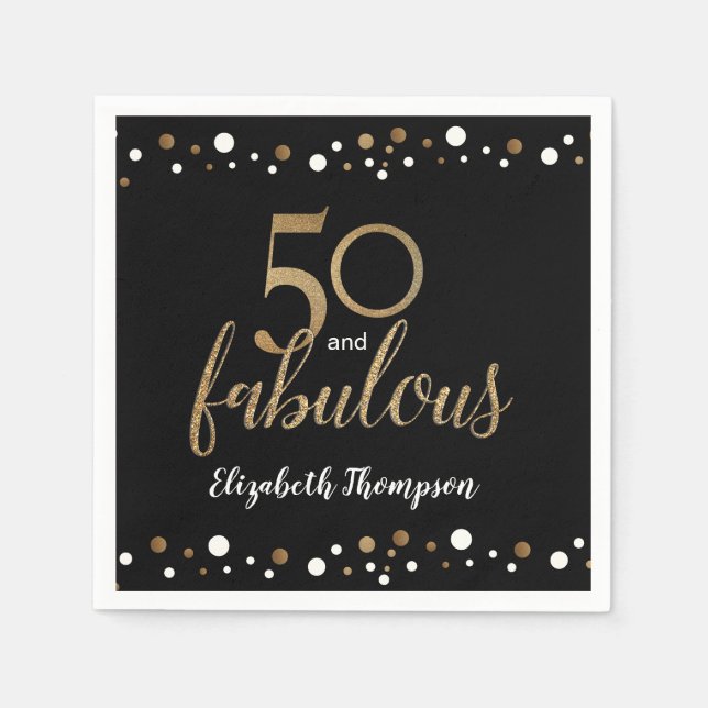 50 and fabulous 50th birthday gold napkin (Front)