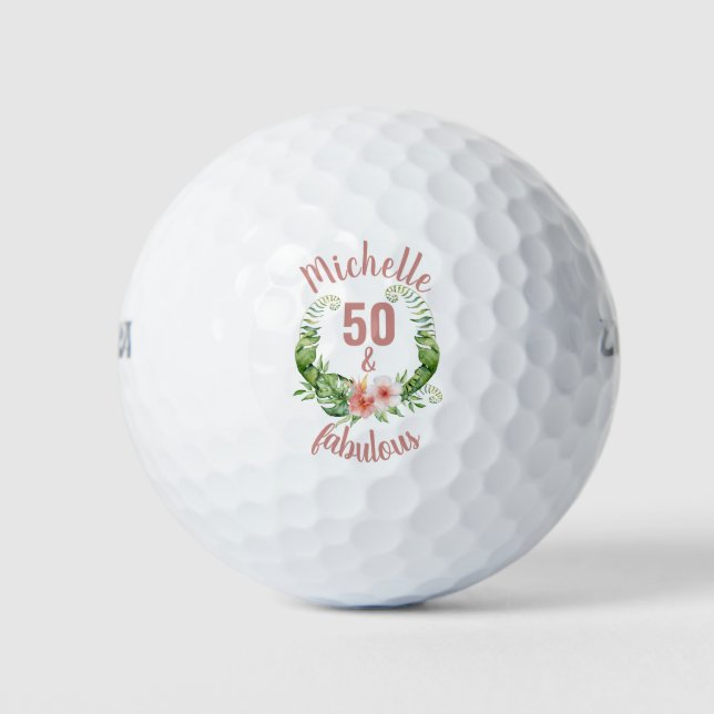 50 and fabulous 50th birthday golf balls (Front)