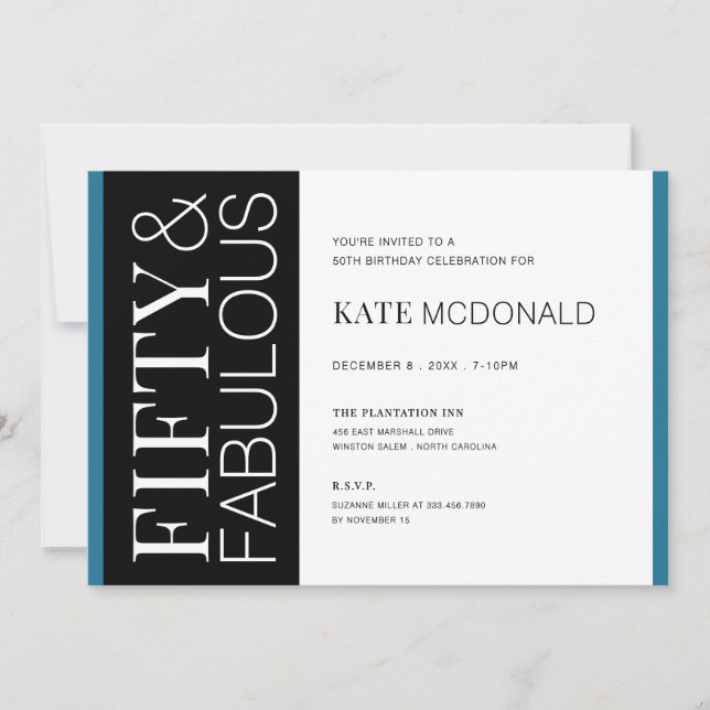 50 and Fabulous 50th Birthday Invitation (Front)
