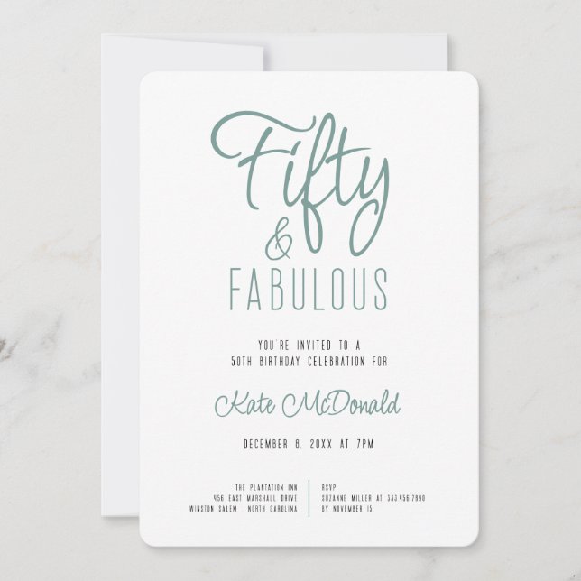 50 and Fabulous 50th Birthday Invitation (Front)