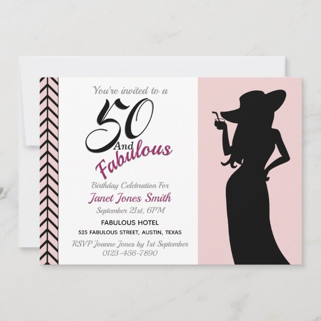 50 and Fabulous 50th Birthday Invitation (Front)