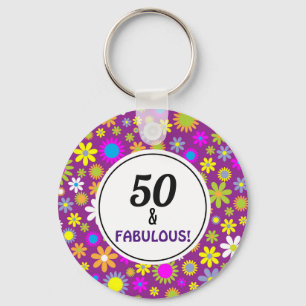 50 and Fabulous 50th Birthday Keychain