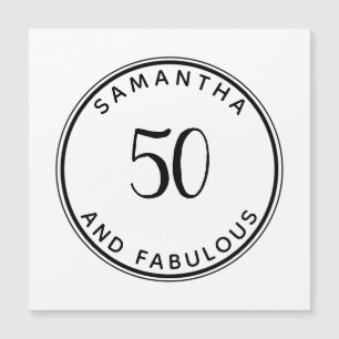 50 And Fabulous 50th Birthday Modern Minimal Magnetic Invitation