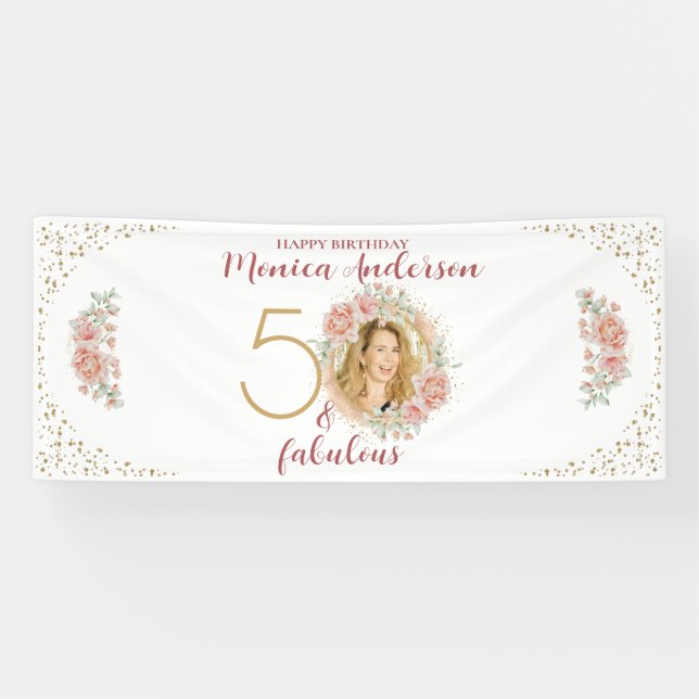 50 and Fabulous 50th Birthday Party Glitter Name Banner (Horizontal)