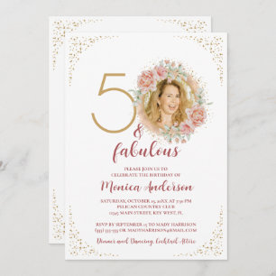 50 and Fabulous 50th Birthday Party Glitter Name Invitation