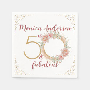 50 and Fabulous 50th Birthday Party Glitter Name Napkin