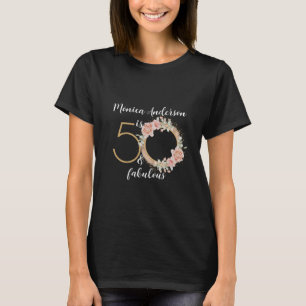 50 and Fabulous 50th Birthday Party Glitter Name T-Shirt