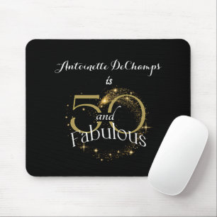 50 and Fabulous 50th Birthday Party Gold Black Mouse Mat