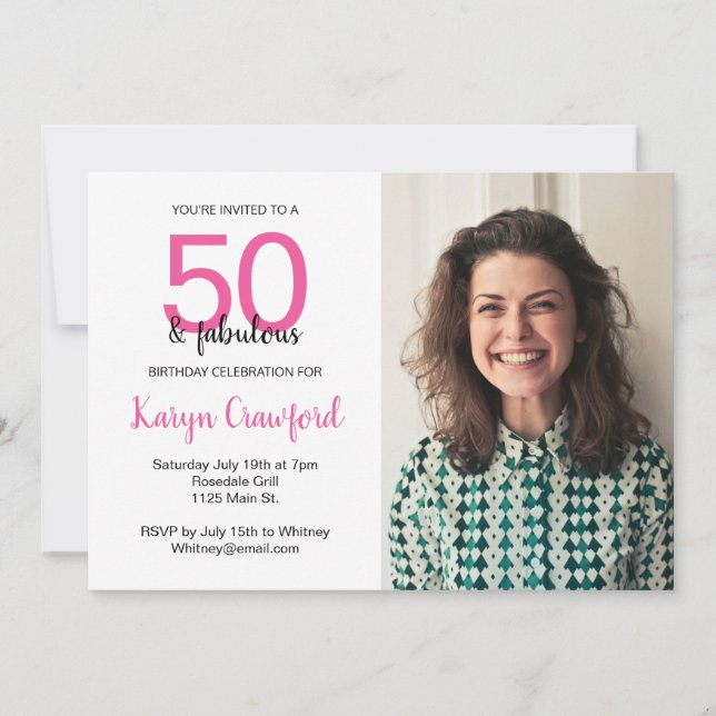 50 and Fabulous 50th Birthday Party Invitation (Front)