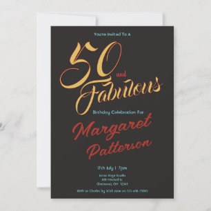 50 and Fabulous   50th Birthday Party Invitation