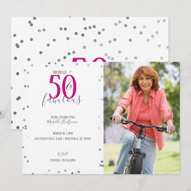 50 and Fabulous 50th Birthday Party Invitations (Front/Back)
