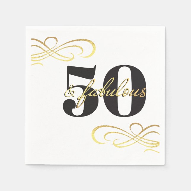 50 and Fabulous 50th Birthday Party Napkin (Front)