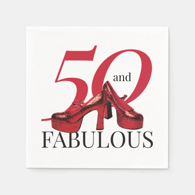 50 and Fabulous 50th Birthday Party Napkin (Front)