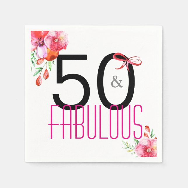 50 and Fabulous 50th Birthday Party Napkins (Front)