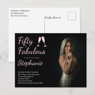 50 and Fabulous   50th Birthday Party Photo Postcard