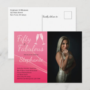 50 and Fabulous   50th Birthday Party Photo Postcard