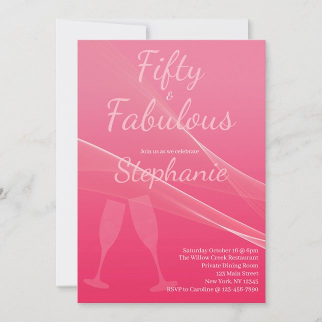 50 and Fabulous | 50th Birthday Party Pink Invitation (Front)