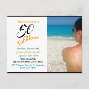 50 and Fabulous 50th Birthday Photo Invitation