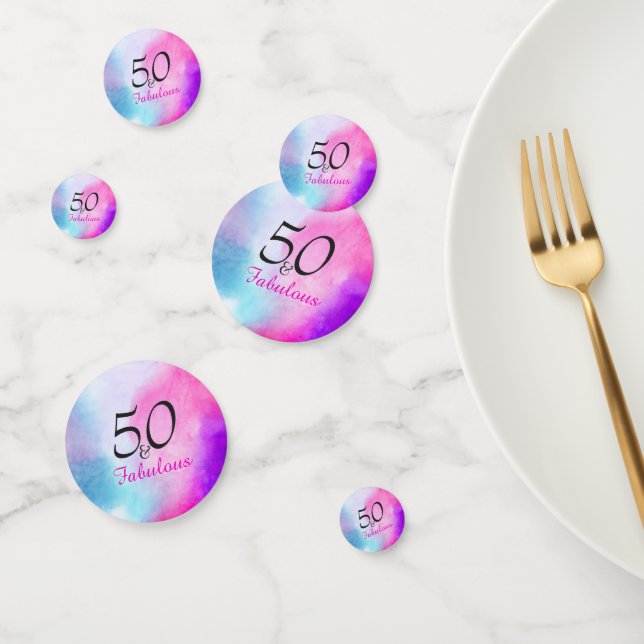 50 and Fabulous 50th birthday Pink and Purple Confetti (Group)