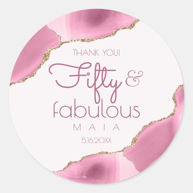 50 and Fabulous 50th Birthday Thank You  Classic Round Sticker (Front)
