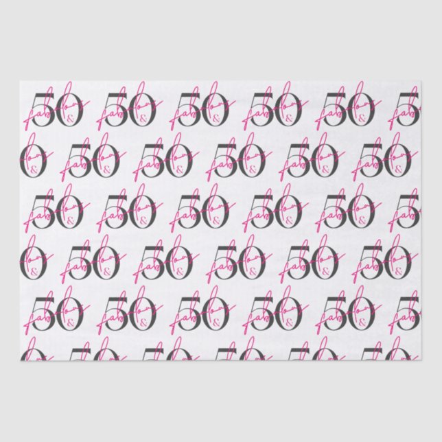 50 and fabulous 50th birthday vibrant pink tissue paper (Front)