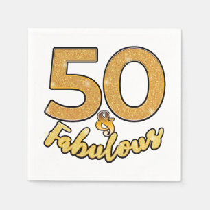 50 and Fabulous 50th Gold Effect Birthday Party Napkin
