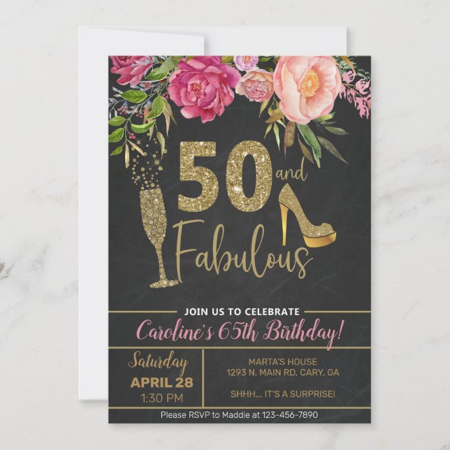 50 and fabulous adult woman birthday invitation. invitation (Front)