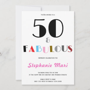 50 and Fabulous Art Deco 50th Birthday Party Invitation