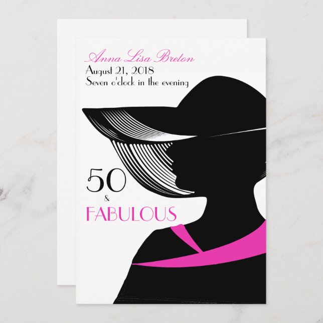 50 and Fabulous Art Deco Elegant 50th Birthday Invitation (Front/Back)