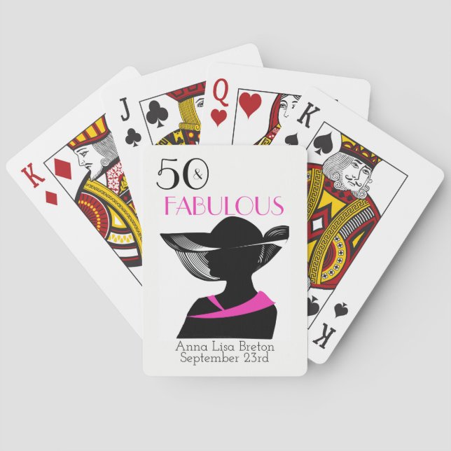 50 and Fabulous Art Deco Elegant 50th Birthday Playing Cards (Back)