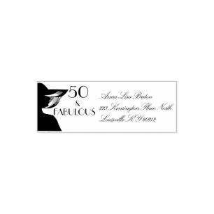 50 and Fabulous Art Deco Elegant 50th Birthday Self-inking Stamp