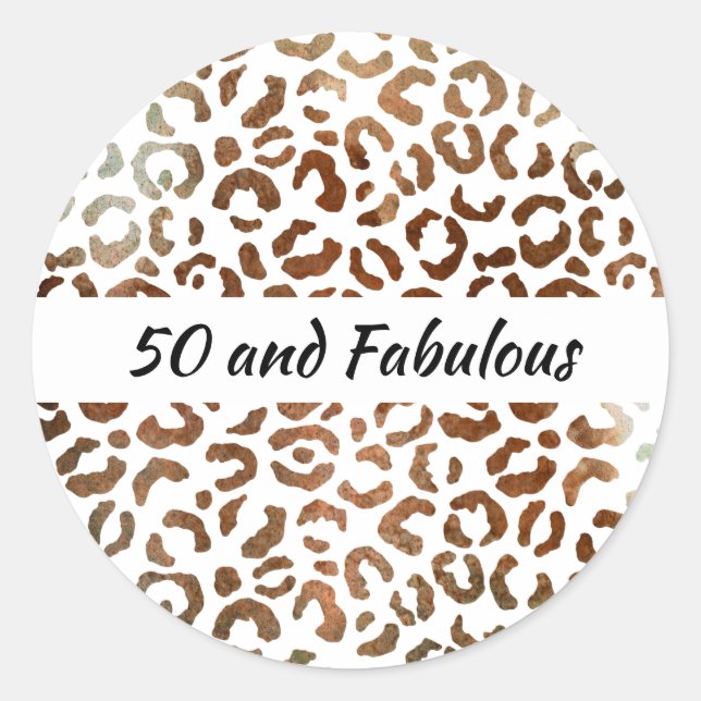 50 and Fabulous Big Cat Print Abstract Classic Round Sticker (Front)