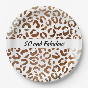 50 and Fabulous Big Cat Print Abstract Paper Plate