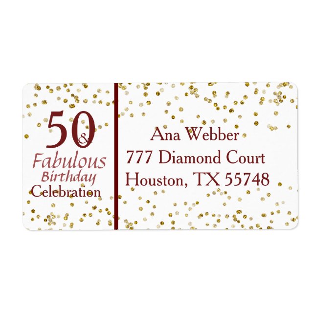 50 and Fabulous Birthday Burgundy & Gold (Front)