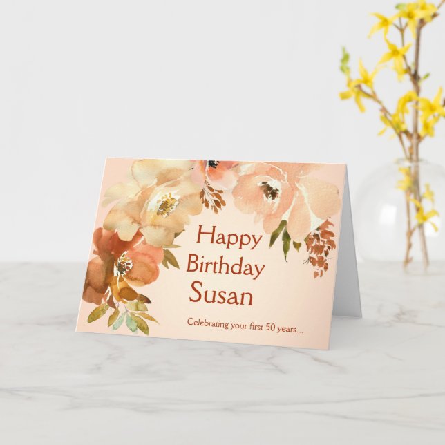 50 and Fabulous Birthday Card (Yellow Flower)