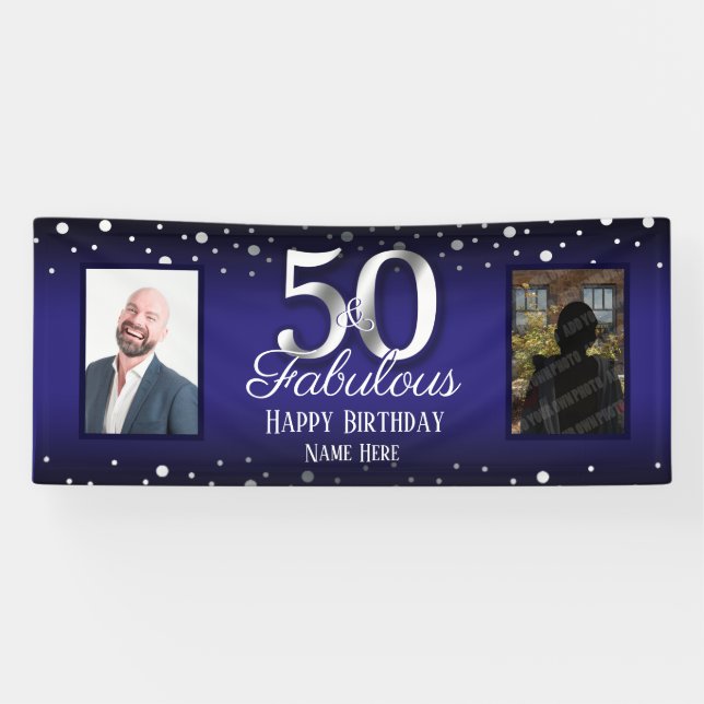 50 and Fabulous Birthday Confetti Photo Banner (Horizontal)