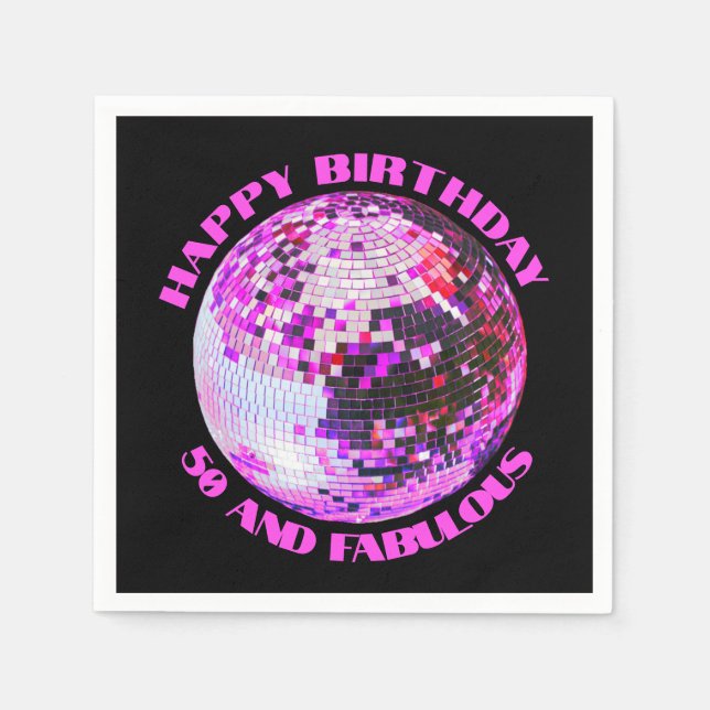 50 and Fabulous birthday disco dance party retro Napkin (Front)