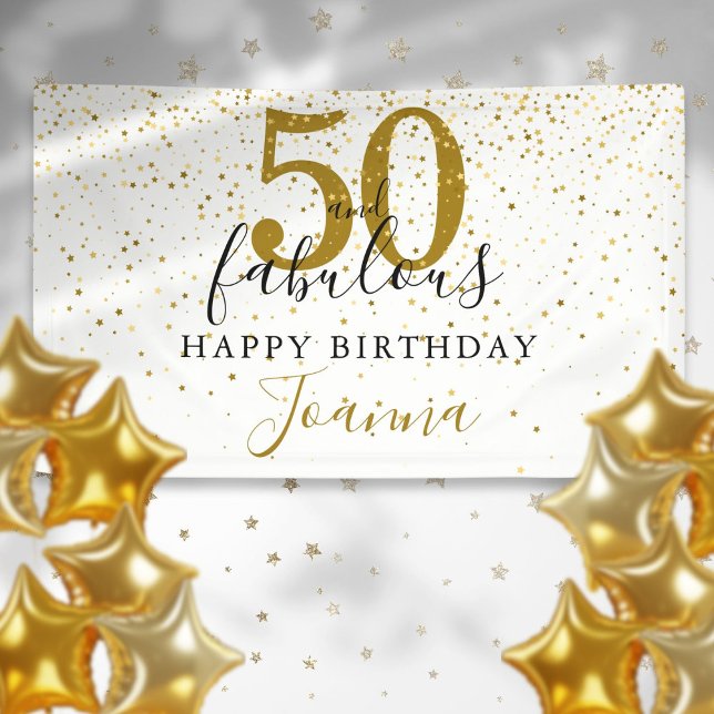 50 and Fabulous Birthday Elegant Gold and Black Banner (50 and Fabulous Birthday Elegant Gold and Black Banner)