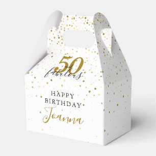 50 and Fabulous Birthday Elegant Gold and Black Favour Box