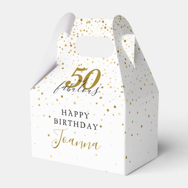 50 and Fabulous Birthday Elegant Gold and Black Favour Box (Front Side)