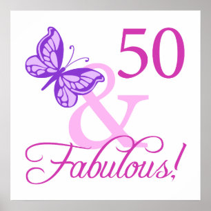 50 And Fabulous Birthday Gifts (Plum) Poster