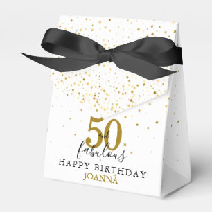 50 and Fabulous Birthday Gold and Black Elegant Favour Box