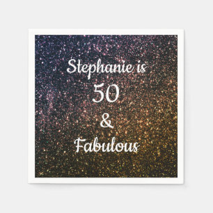 50 And Fabulous Birthday Gold Black Glitter Cool Napkin