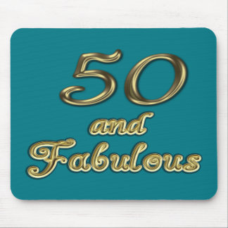 50 and Fabulous Birthday Gold Typography 50th Age Mouse Mat