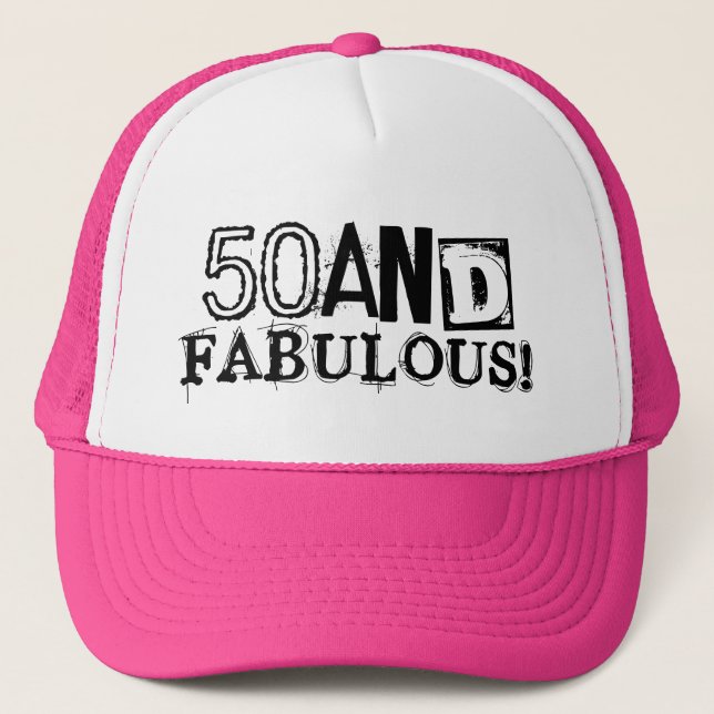 50 and fabulous Birthday hat | Vintage style (Front)