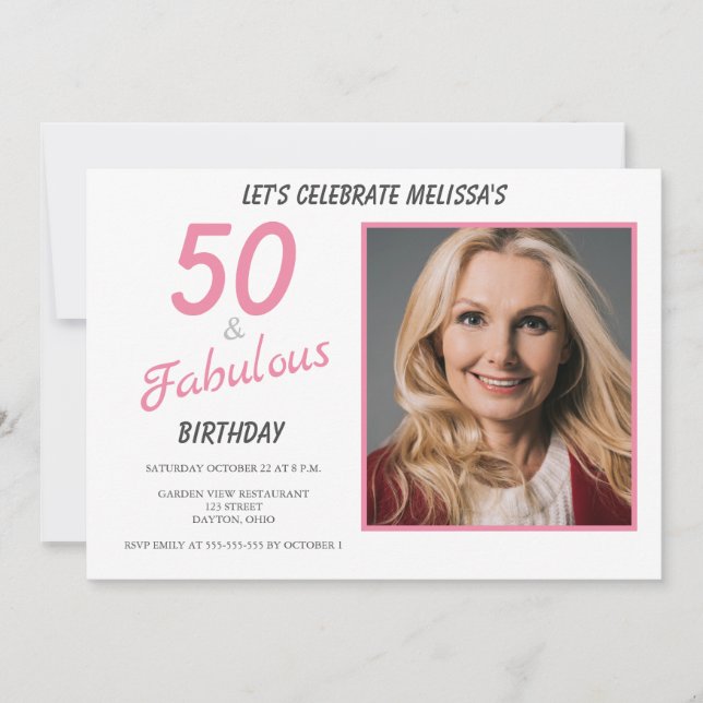 50 and Fabulous Birthday Invitation (Front)