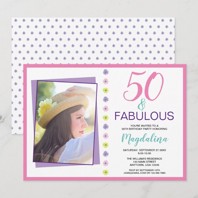 50 and Fabulous Birthday Invitation (Front/Back)